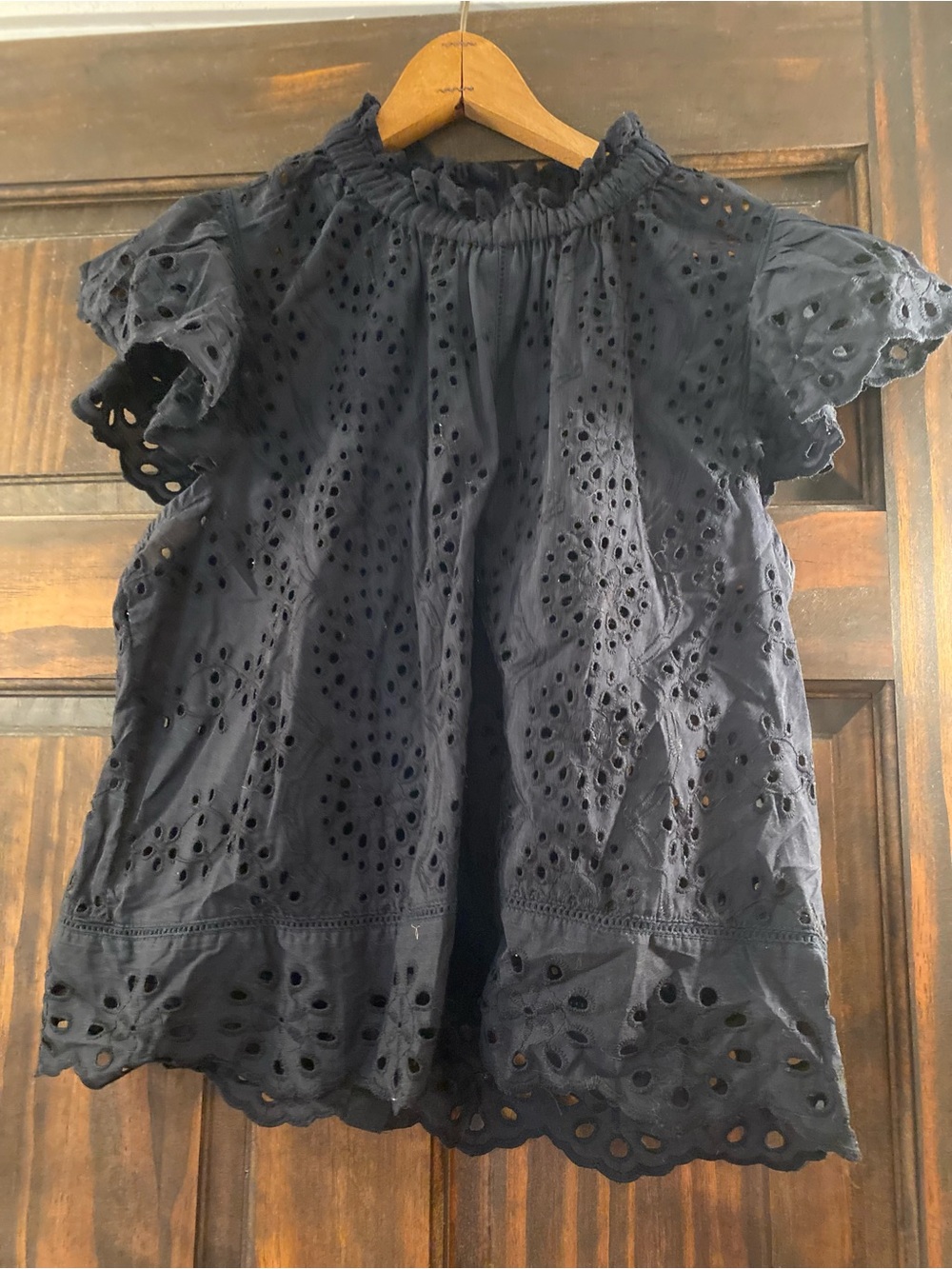 Navy eyelet blouse